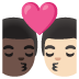 👨🏿‍❤️‍💋‍👨🏻 kiss: man, man, dark skin tone, light skin tone display on Google